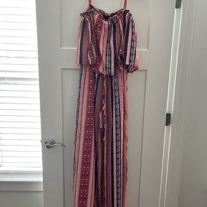 Blue & pink maxi overlay romper